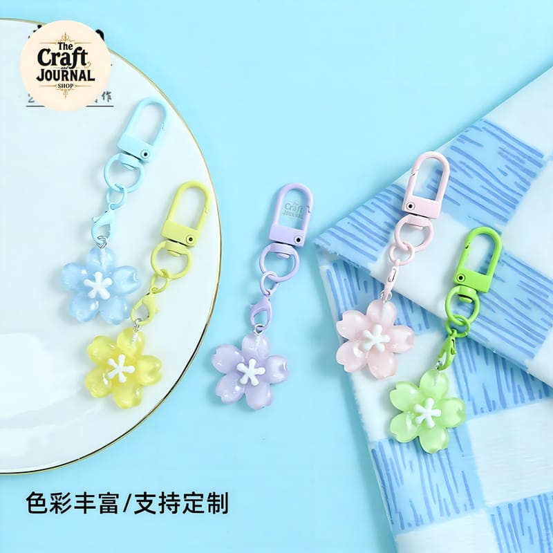 Glossy Sakura Flower Keychain