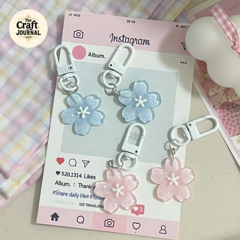 Glossy Sakura Flower Keychain