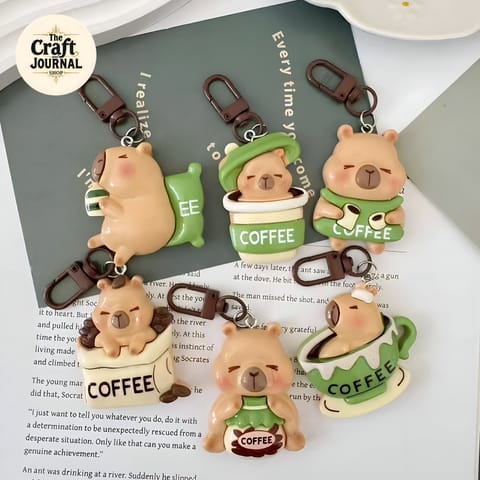 Capybara Coffee Keychain