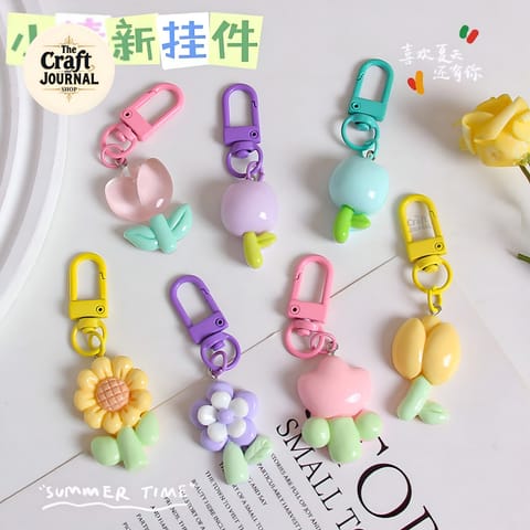 Flower & Tulip Charm Keychain