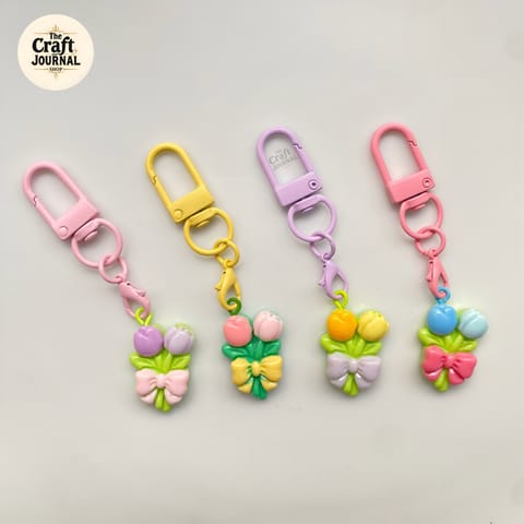 Blooming Tulip Bouquet Keychain