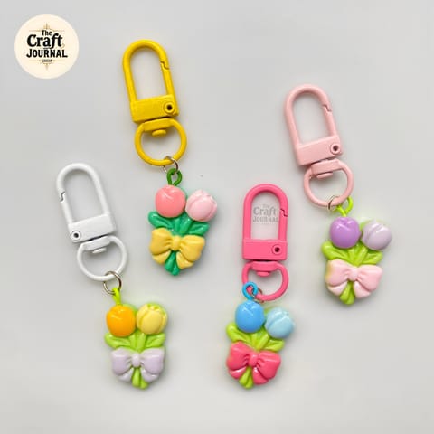 Blooming Tulip Bouquet Keychain