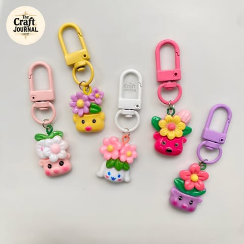Mini Flower Pot Charm Keychain