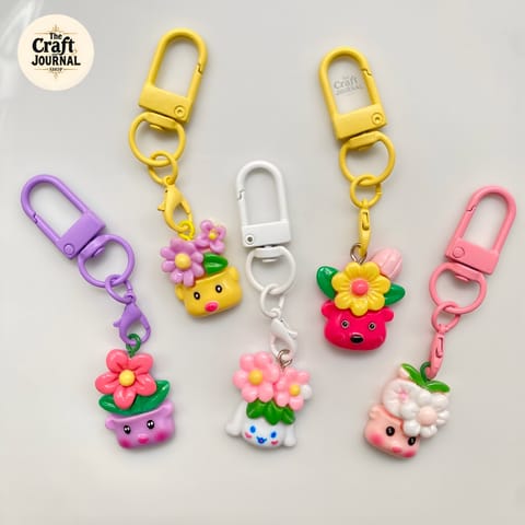 Mini Flower Pot Charm Keychain