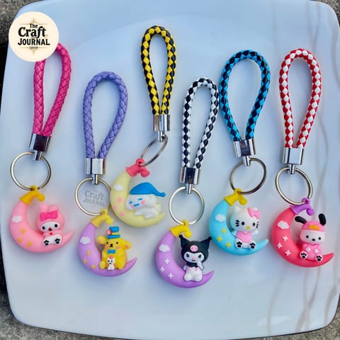 Moon Character Braided Keychain