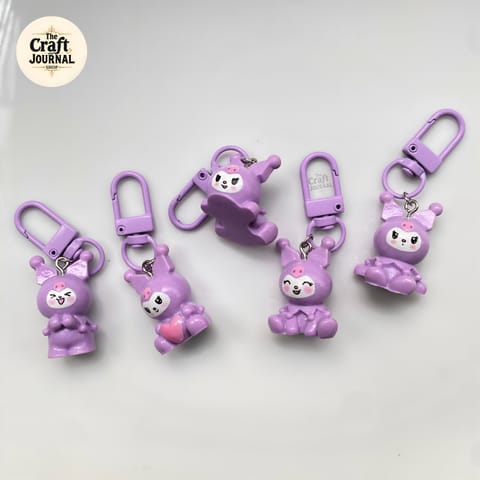 Purple Bunny Character Keychain