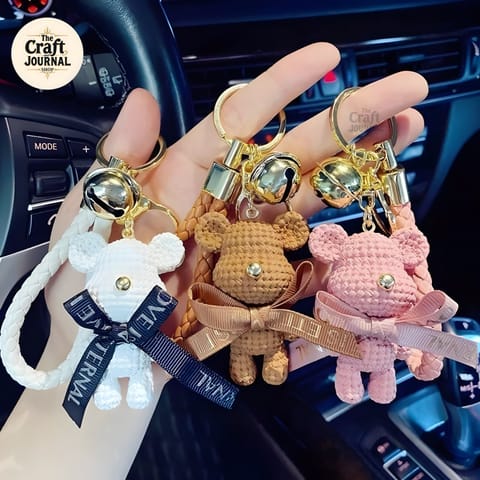 Teddy Bear Keychain with Braided Strap
