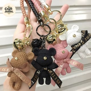 Teddy Bear Keychain with Braided Strap 2