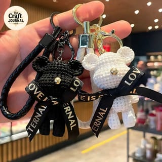 Teddy Bear Keychain with Braided Strap 3