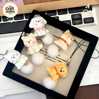 Puppy Pompom Phone Charm 3