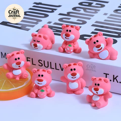 Pink Teddy Bear Mini Figurines