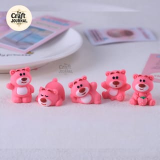 Pink Teddy Bear Mini Figurines 4