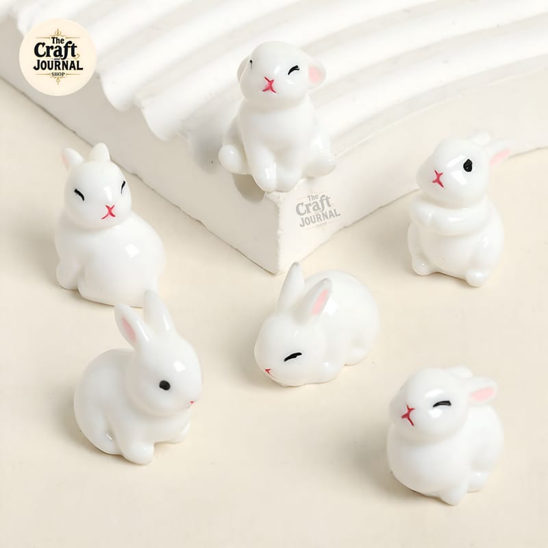 White Bunny Mini Figurines