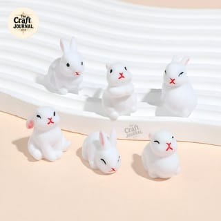 White Bunny Mini Figurines 4
