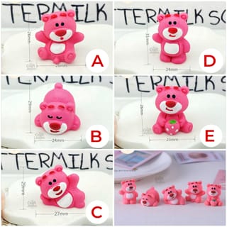 Pink Teddy Bear Mini Figurines 5