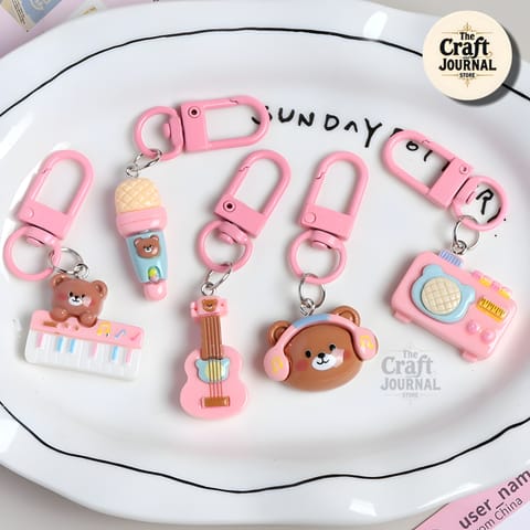 Kawaii Music Bear Keychain