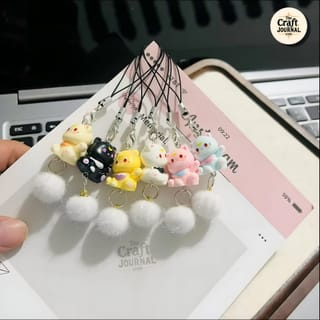 Cat Phone Charm with Pom Pom 1