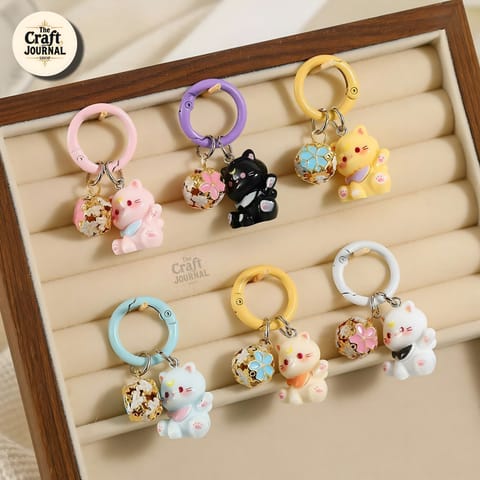Cat with Bell Keychain