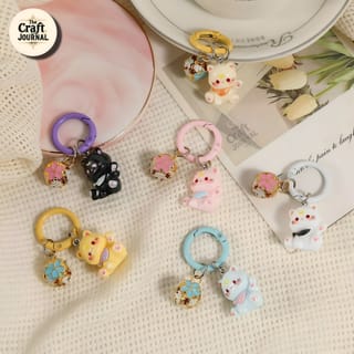 Cat with Bell Keychain 3