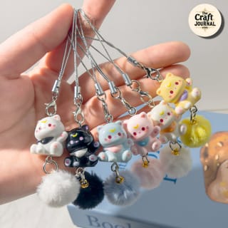 Cat Phone Charm with Pom Pom 4