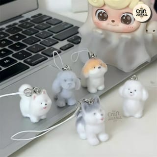 Fuzzy Flocked Puppy Dog Phone Charm 1