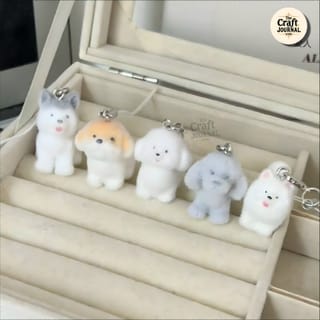 Fuzzy Flocked Puppy Dog Phone Charm 3
