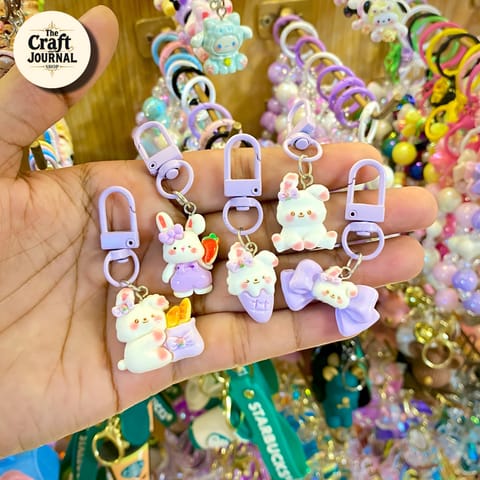 Cute Purple Bunny Keychain – Kawaii Rabbit Bag Charm