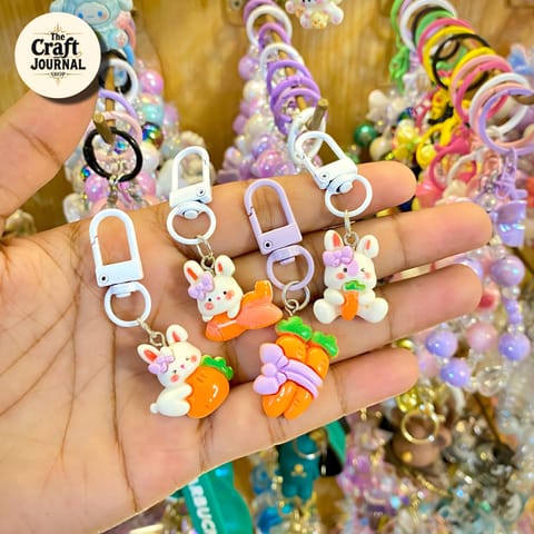 Cute Bunny & Carrot Keychain – Kawaii Rabbit Bag Charm
