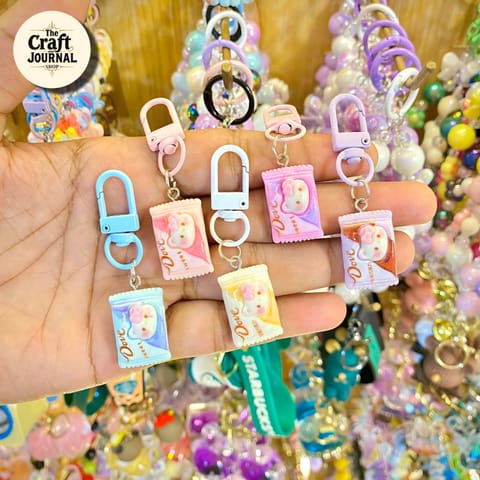 Dove Chocolate Bar Keychain – Kawaii Bunny Candy Wrapper Charm