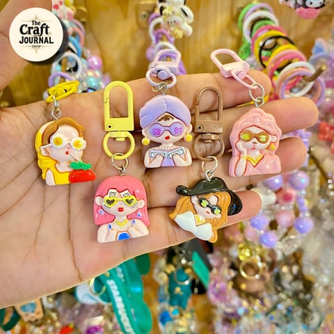 Kawaii Rich Girl Bag Charm – Trendy Aesthetic Keychain Set