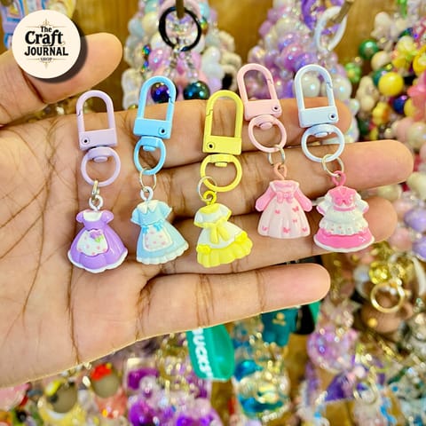Cute Mini Dress Keychain – Colorful Doll Outfit Bag Charm