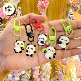 Kawaii Panda with Strawberry Bag Charm – Cute Animal Keychain 1
