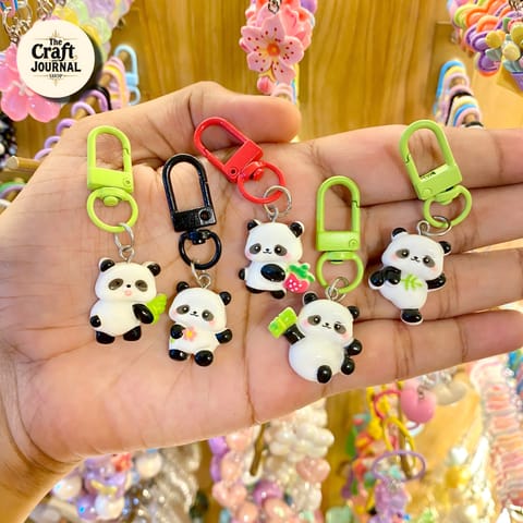 Kawaii Panda with Strawberry Bag Charm – Cute Animal Keychain