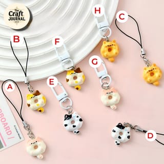 Cat Face Donut Figurine Charm – Colorful Bag Accessory 3