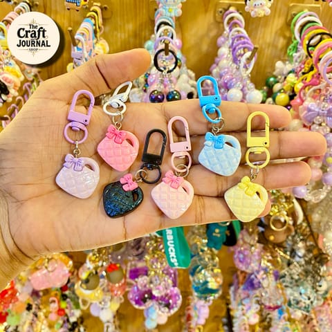Cute Mini Bag Keychain – Quilted Purse Bag Charm