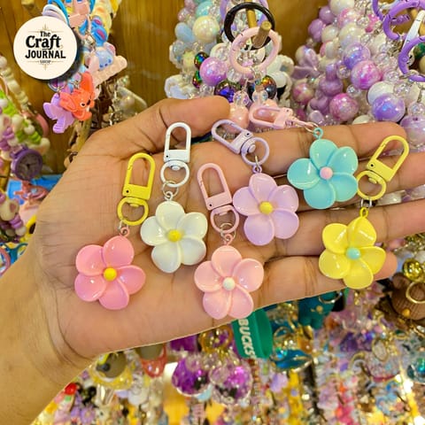 Cute Plumeria Flower Keychain – Colorful Tropical Bag Charm