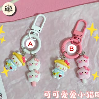 Cute Kitty Popsicle Keychain Set – Kawaii Double Charm Bag Accessory 2