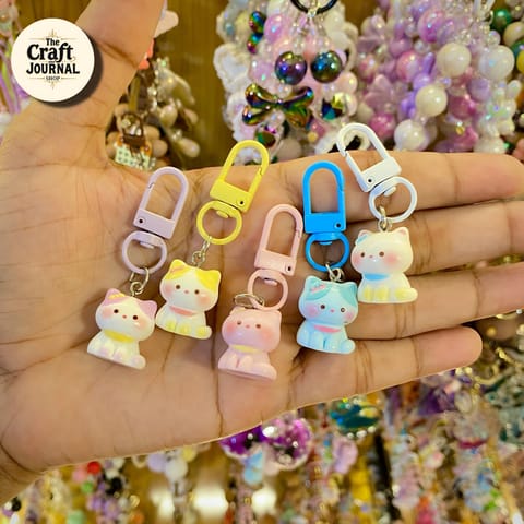 Cute Pastel Cat Keychain – Kawaii Kitty Bag Charm