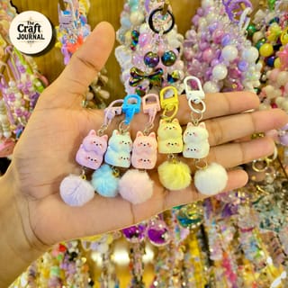 Cute Chubby Cat Plush Keychain – Kawaii Stacked Cat Bag Charm 1