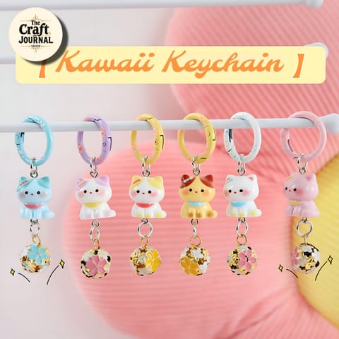 Cute Pastel Cat Bell Keychain – Kawaii Kitty Bag Charm