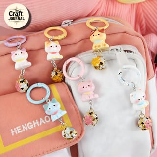 Cute Pastel Cat Bell Keychain – Kawaii Kitty Bag Charm 2