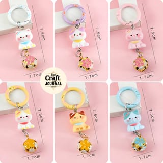 Cute Pastel Cat Bell Keychain – Kawaii Kitty Bag Charm 3