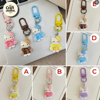 Kitty in Beret Outfit Keychain 5