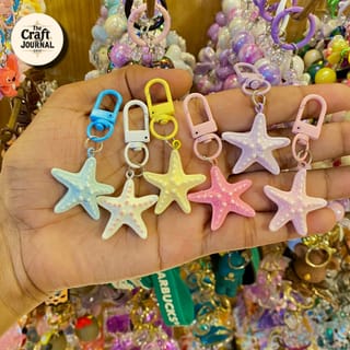 Pastel Starfish Charm Keychain – Ocean Beach Bag Accessory 1