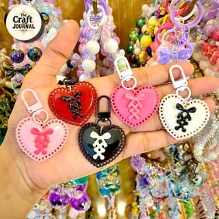 Lace Heart Ribbon Keychain – Cute Bow Charm Bag Accessory 1
