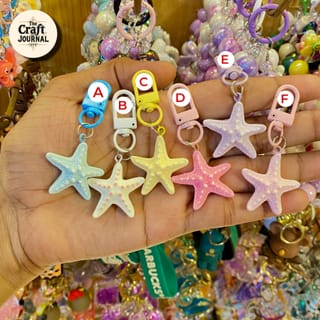 Pastel Starfish Charm Keychain – Ocean Beach Bag Accessory 2