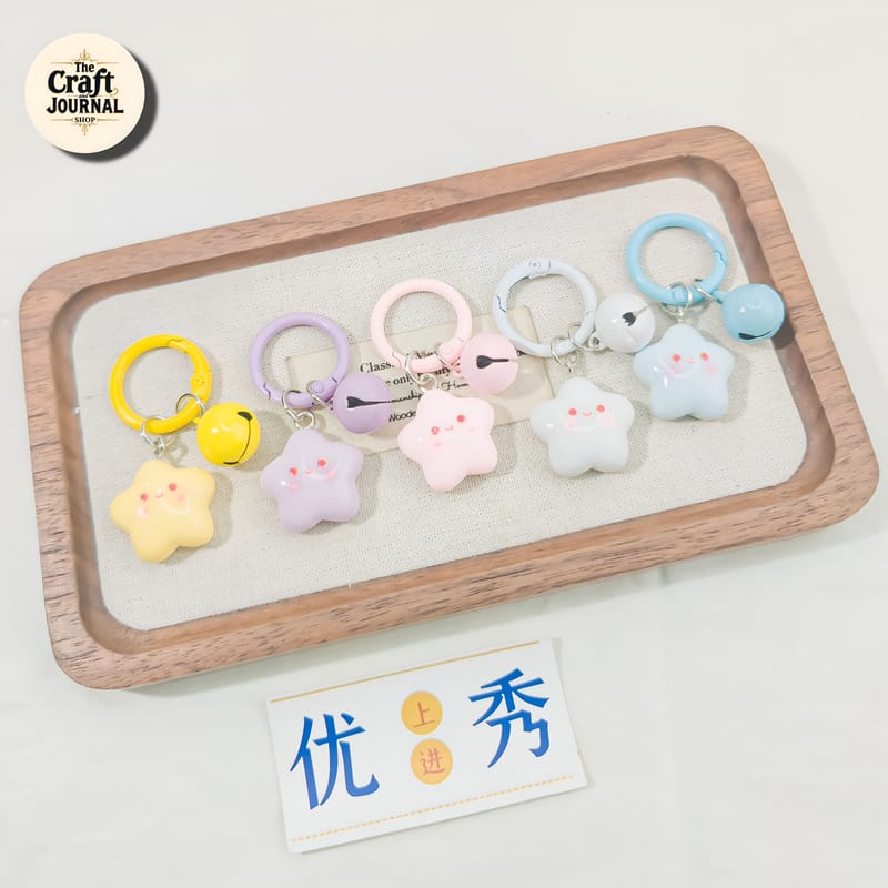 Cute Smiling Star Bell Keychain