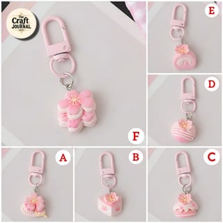 Pink Sakura Dessert Charm Keychain 2