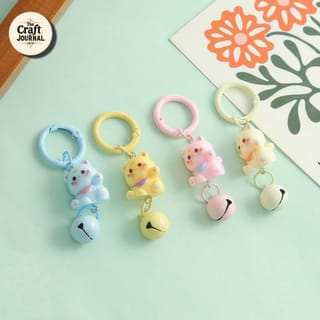 Cute Lucky Cat Bell Keychain 3