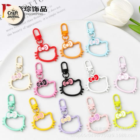 Cute Bow Cat Outline Keychain